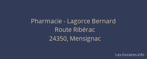 Pharmacie - Lagorce Bernard