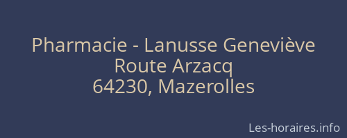 Pharmacie - Lanusse Geneviève