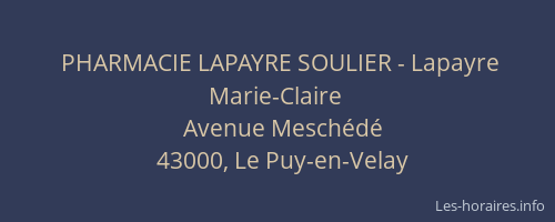 PHARMACIE LAPAYRE SOULIER - Lapayre Marie-Claire
