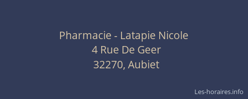 Pharmacie - Latapie Nicole