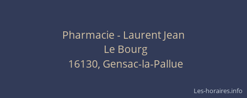 Pharmacie - Laurent Jean
