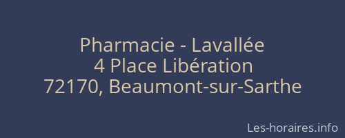 Pharmacie - Lavallée