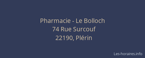 Pharmacie - Le Bolloch
