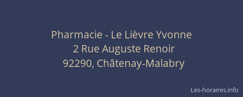 Pharmacie - Le Lièvre Yvonne