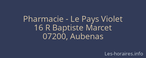 Pharmacie - Le Pays Violet
