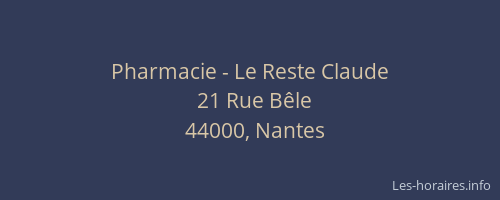 Pharmacie - Le Reste Claude