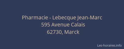 Pharmacie - Lebecque Jean-Marc