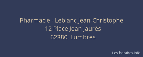 Pharmacie - Leblanc Jean-Christophe