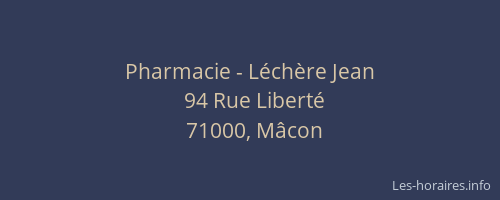 Pharmacie - Léchère Jean