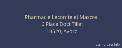Pharmacie Lecomte et Mascre