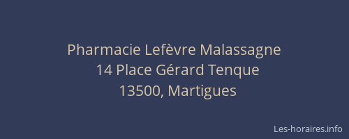 Pharmacie Lefèvre Malassagne