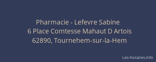 Pharmacie - Lefevre Sabine