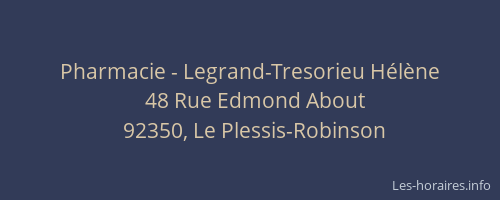 Pharmacie - Legrand-Tresorieu Hélène