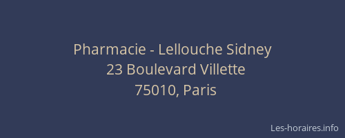 Pharmacie - Lellouche Sidney