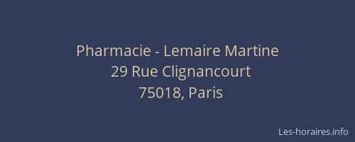 Pharmacie - Lemaire Martine