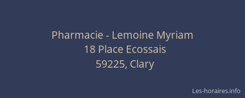 Pharmacie - Lemoine Myriam
