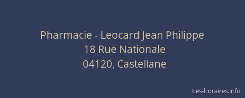 Pharmacie - Leocard Jean Philippe