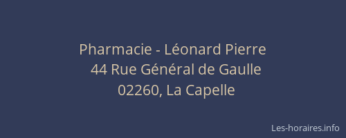 Pharmacie - Léonard Pierre