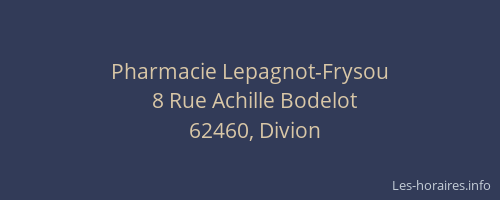 Pharmacie Lepagnot-Frysou