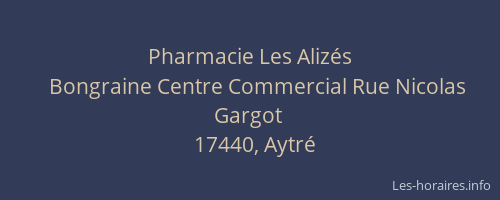 Pharmacie Les Aliz&eacute;s