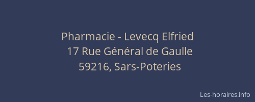 Pharmacie - Levecq Elfried