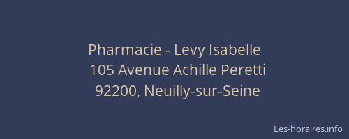 Pharmacie - Levy Isabelle
