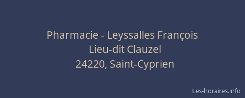 Pharmacie - Leyssalles François