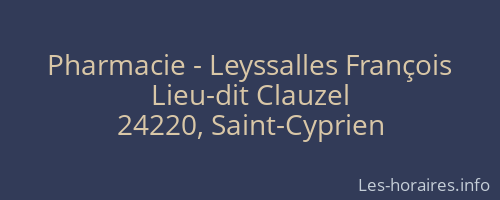 Pharmacie - Leyssalles François