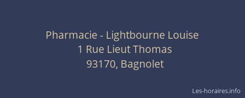 Pharmacie - Lightbourne Louise