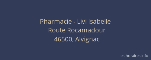 Pharmacie - Livi Isabelle