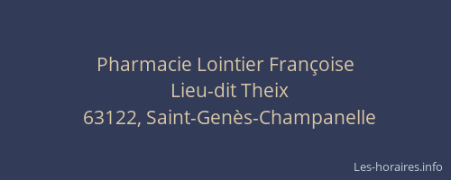 Pharmacie Lointier Fran&ccedil;oise