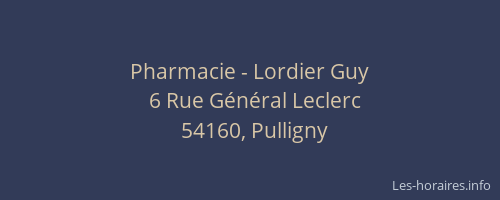 Pharmacie - Lordier Guy