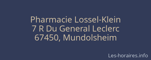 Pharmacie Lossel-Klein