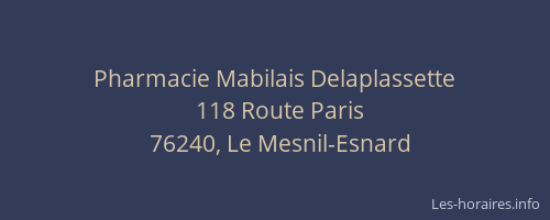 Pharmacie Mabilais Delaplassette