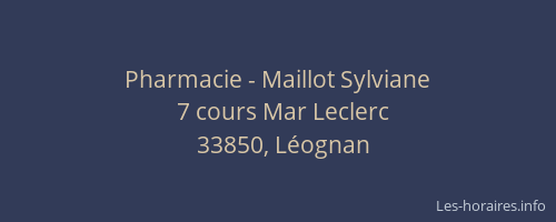Pharmacie - Maillot Sylviane