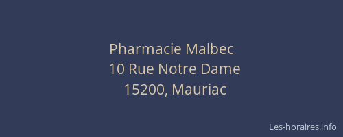 Pharmacie Malbec