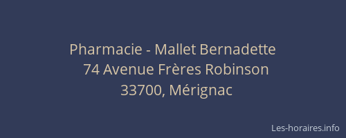 Pharmacie - Mallet Bernadette