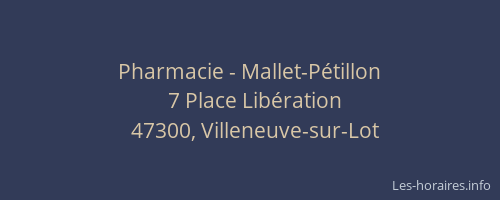 Pharmacie - Mallet-P&eacute;tillon