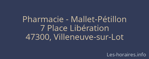 Pharmacie - Mallet-Pétillon