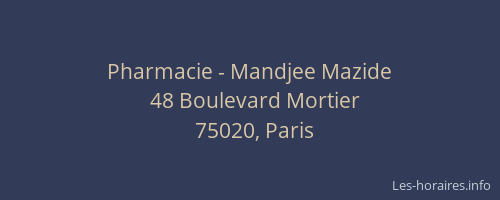 Pharmacie - Mandjee Mazide