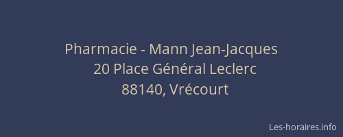 Pharmacie - Mann Jean-Jacques