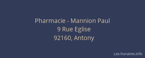 Pharmacie - Mannion Paul