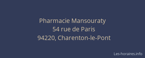 Pharmacie Mansouraty