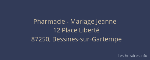 Pharmacie - Mariage Jeanne