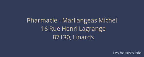 Pharmacie - Marliangeas Michel