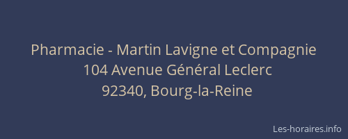 Pharmacie - Martin Lavigne et Compagnie