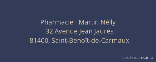 Pharmacie - Martin Nélly