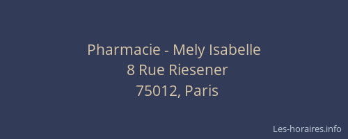 Pharmacie - Mely Isabelle