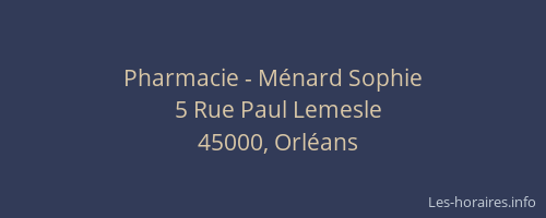 Pharmacie - Ménard Sophie