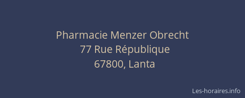 Pharmacie Menzer Obrecht